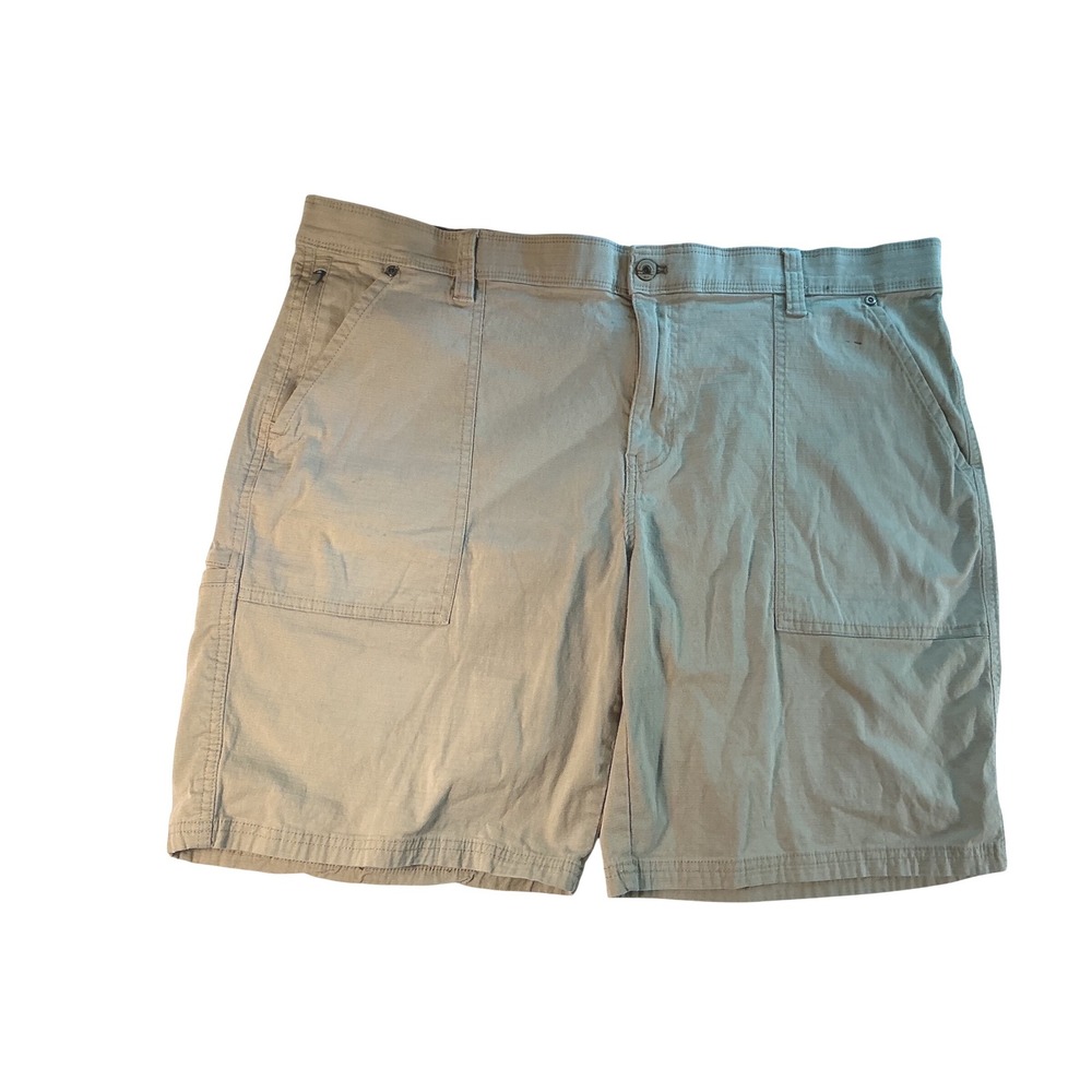 Weatherproof Mens Khaki Ripstop Cargo Utility Shorts Tan Size 40 Side Zip Pocket